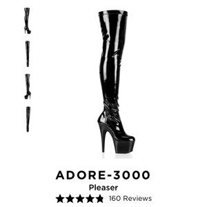 Pleaser Thigh High Boots Black Patent Sz 10 (Adore-3000) Like New.
